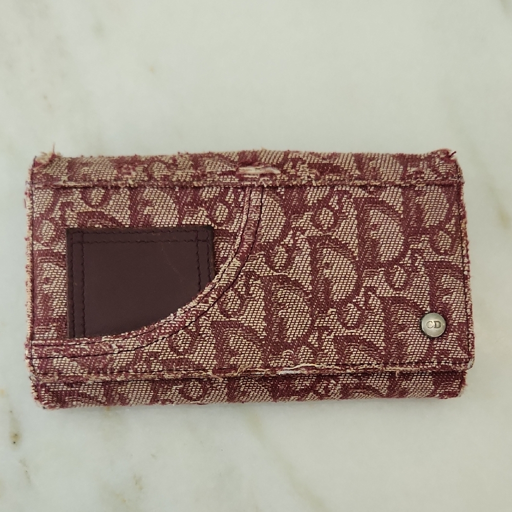 Christian Dior Rich Brown and Burgundy Leather Wallet